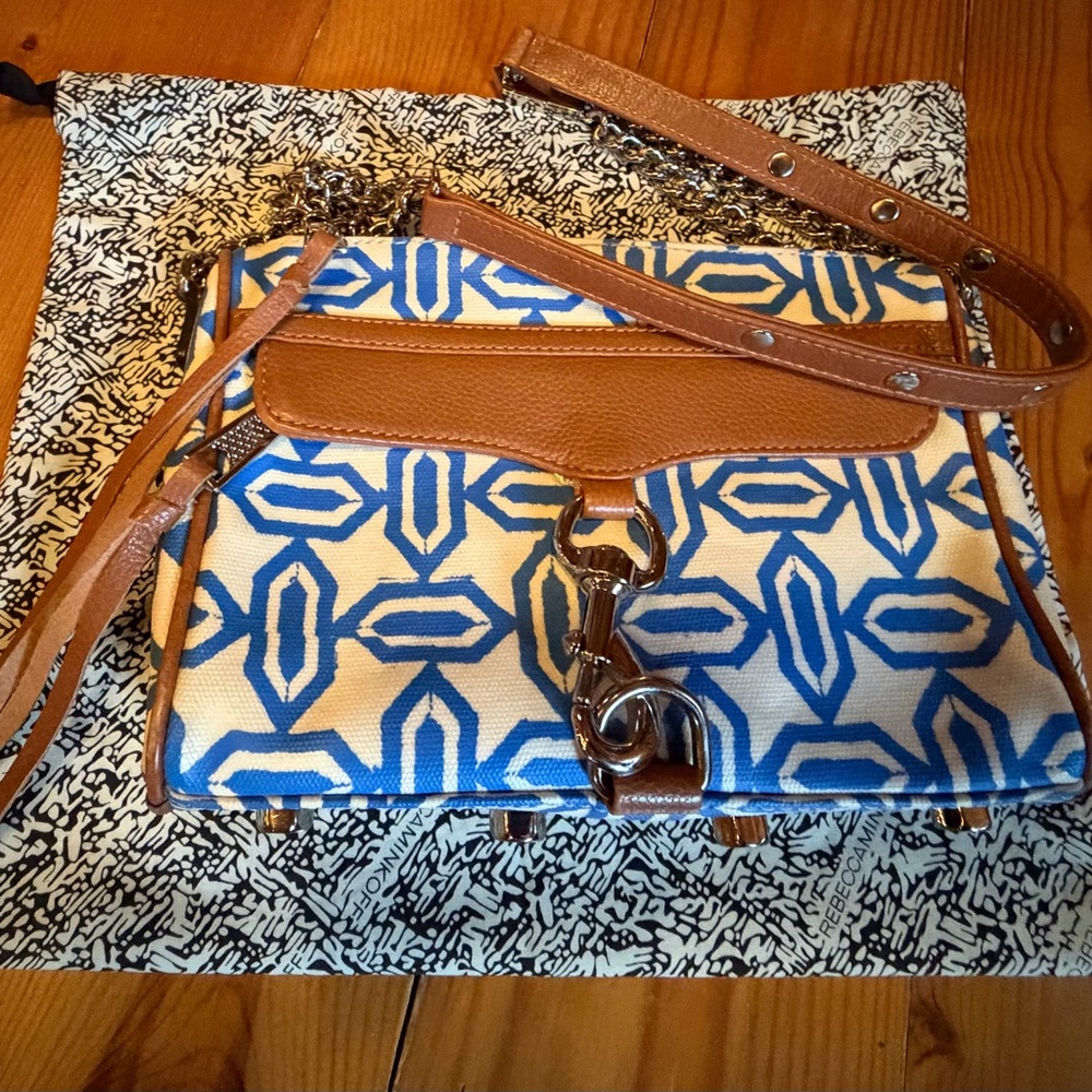 Blue and Brown Patterned Women's Bag